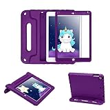 HDE Case for iPad 9.7-inch 2018 / 2017 Kids Shockproof Bumper Hard Cover Handle Stand with Built in Screen Protector for New Apple Education iPad 9.7 Inch (6th Gen) / 5th Generation iPad 9.7 - Purple