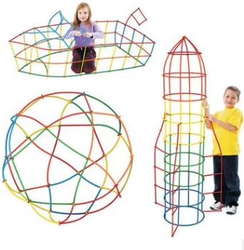 4D space straw stitching assembly Pinch wood children kindergarten to create creative educational toys (100 straw 100 connector)