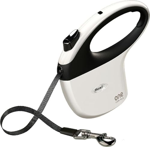 flexi One M | 5 m Retractable Tape Leash for Dogs up to 30 kg | Unique modern design | Black/glossy white | Retractable Dog Lead | Weight: 290 g | Dimensions: 12.7 x 19 cm