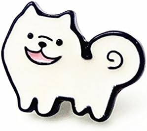 Daisies Fluffy Samoyed Puppy Shaped Enamel Brooches Pins for Dog Lovers
