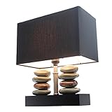 Elegant Designs LT1036-BLK Rectangular Dual Stacked Stone Ceramic Table Lamp, Black (Tools &amp; Home Improvement)