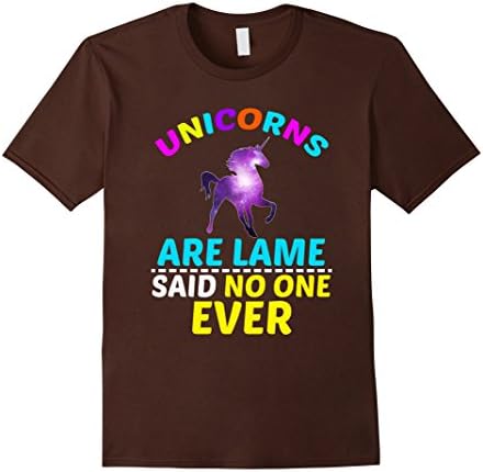 Men's FUNNY UNICORNS ARE LAME SAID NOONE EVER T-SHIRT Magical Gift Medium Brown