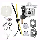 Podoy SRM210 Carburetor for Echo Trimmer Parts PE200 Carb Fuel Line Kit Tune Up Primer Bulb Grommet Weed Eater GT200 SRM 210 PE 200 HC150 SRM211 GT200