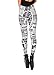 DAHUA Women's Designed Digital Print Newspaper Pattern Sexy Stretch Leggings(Off-White)