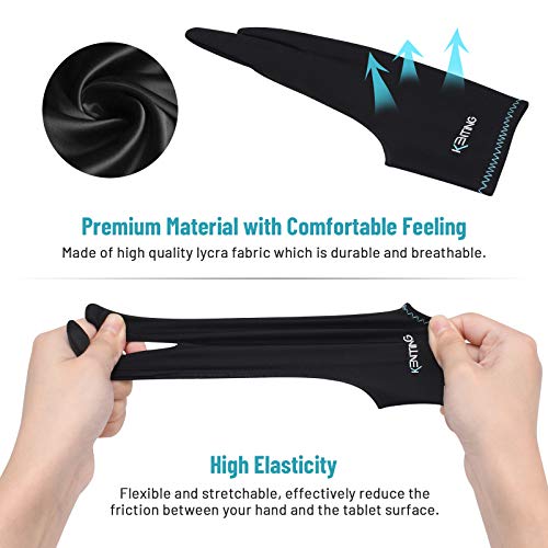 KENTING Antifouling Two-Finger Glove Free Size for Drawing Graphics Tablet LED Light Box Tracing Pad iPad and Artist Art Creation Good for Right Hand Left Hand 1PC