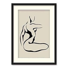 SIGNFORD Black Framed Canvas Wall Art Line Drawing...