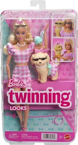 Twinning Looks Bambola con cagnolino in abiti rosa coordinati