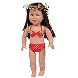 The New York Doll Collection Cute Polka Dot Strawberry Bikini Swim Set 18 Inch Dolls