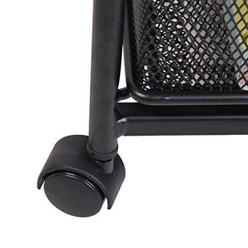 3 Layer Storage Cart Organizer 2 Drawers Mesh Cabinet Wheels Rolling File Cart Office Home Collection Box