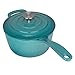 Zelancio 2 Quart Cast Iron Enamel Sauce Pan Pot Covered Sauce Pot (Aqua Blue)