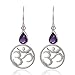 925 Sterling Silver Yoga, Om, Ohm Symbolic w/Purple Amethyst Stone Earrings-Nickel Free
