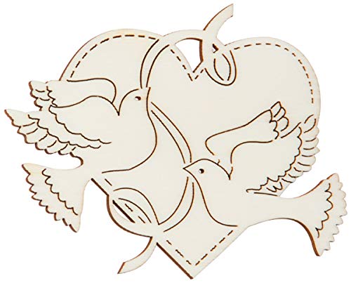 Hofmeister Holzwaren wooden cutouts (Two turtledoves with banner and big heart)