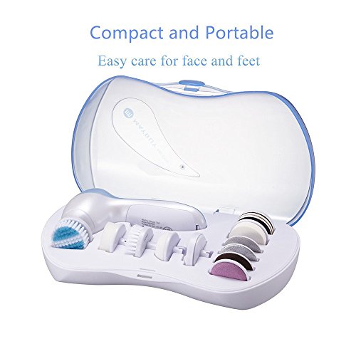 Maybuy Women 5 in 1 Electric Facial Cleansing Wash Brush Pedicure Foot Care File Tool for Remove Dead Skin Care Brush