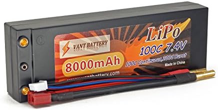 7.4V 8000mAh 2S Cell 100C-200C HardCase LiPo Battery Pack w/ 4mm Bullet &amp; Deans Ultra Connector