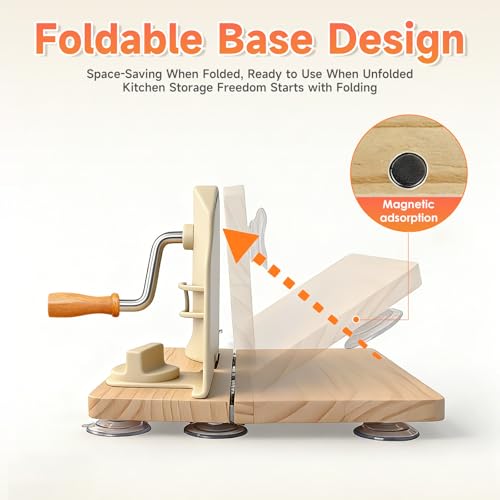 Manual Bread Slicer for Homemade Sourdough, Adjustable Thickness and Foldable Base, Stainless Steel Serrated Blade, with Engraved Scale Line Bread Guide Hand Crank Bread Cutter