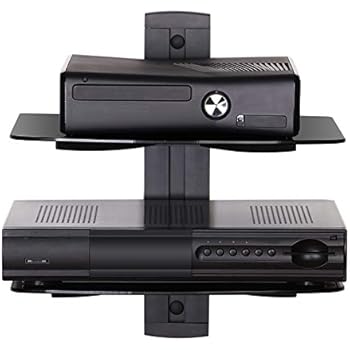 Fitueyes 2 Tiers Av Shelf Wall Mount Shelf Black Bracket Stand for AV Receiver Component Xbox /Cable Boxes/Gaming Systems DS203801GB