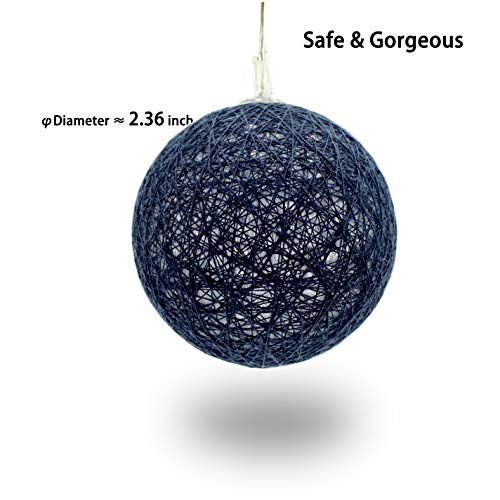 ABAMERICA Cotton Ball String Lights - 8 Modes 10.2 ft LED Waterproof Light for Birthday/Party/Christmas/Halloween/Kids Gift/Night Fairy Lights (USB Powered, Navy Blue)