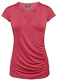 Milk Nursingwear Side-Shirred Nursing Top in Short Sleeves -L-Coral