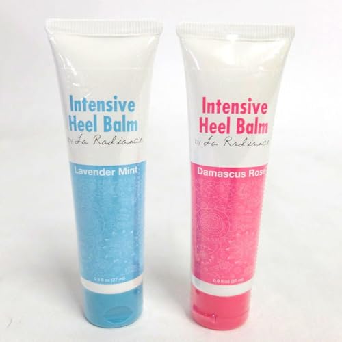 La Radiance Intensive Heel Balm Foot Rub ~Lavender Mint & Damascus Rose 0.9oz ea