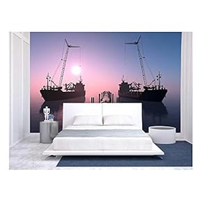 Construction of The Pipeline into The Sea. - Removable Wall Mural | Self-Adhesive Large Wallpaper - 66x96 inches