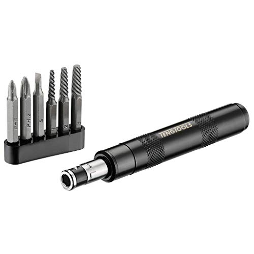 Teng Tools 7 Piece 1/4 Inch Drive Mini Reversible Manual Hand Impact Driver/Extractor Set - IDSE7 - Thumbnail 5