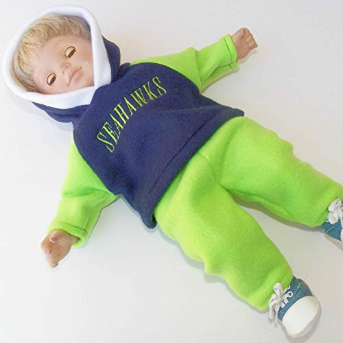 Cabbage Patch Doll Clothes Fits 14" Boy Preemie Includes One Handmade Seattle Football Fan Outfit - NO DOLL