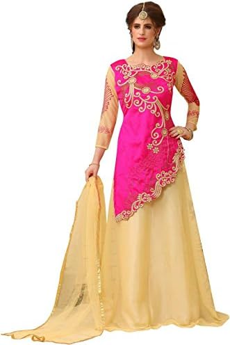 Estela Women's Velvet & Net Semi-Stitched Lehenga Choli