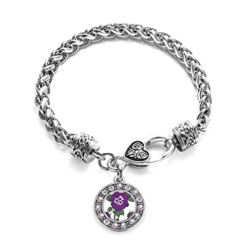 Pansy Flower Charm Bracelet Silver Plated