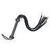 Plaisir Genuine Leather Flogger - Heavy Wooden Handle with Black Braided Leather (Black)