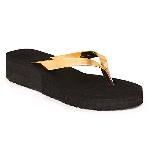 hd golden ladies wedges heel slipper