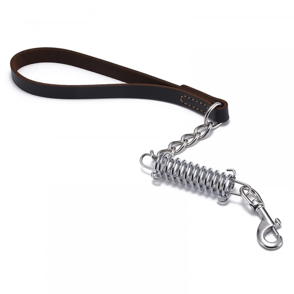 Dog Chain Lead,21.6" Short Dog Traffic Leash W/PU Handle & Heavy-duty Metal Alloy Hooks Explosion-proof Buffer Spring Design for Training Walking