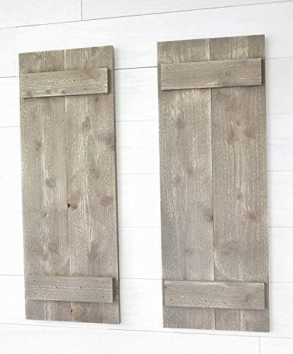 76x28cm Rustic Barnwood Farmhouse Style Wood Shutters Set of Two 30" x 11" bh 677423
