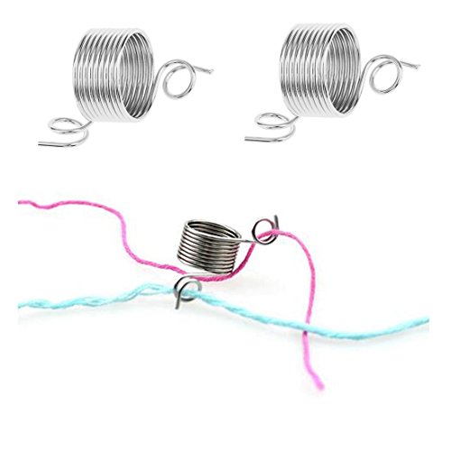 Knitting Thimble,Bagvhandbagro 5Pcs Metal Yarn Guide Knitting Thimble,Thimble Finger Ring,for Knitting Crafts Accessories Tool(Random Size) - Thumbnail 2