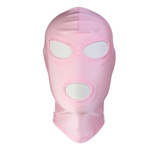 HOT TIME Unisex Lycra Spandex Zentai Hood Mask (S-Small, Pink-Open Eyes Mouth)
