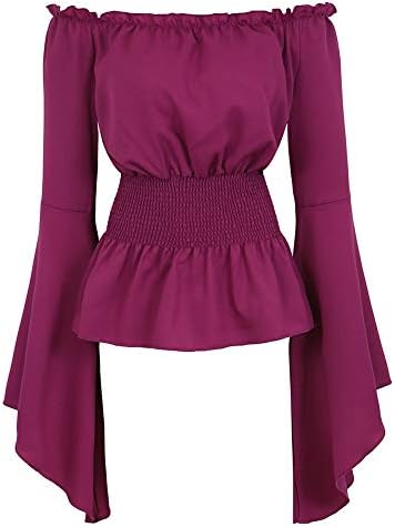 Womens Gothic Renaissance Blouse Long Sleeve Off Shoulder Medieval Victorian Costume Shirt Boho Corset Tops