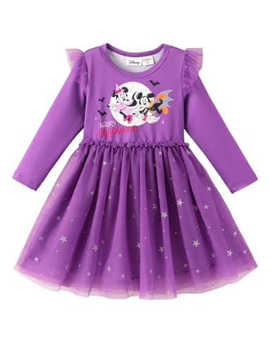 Disney Mickey and Friends Toddler Girl Dress Ruffle Tulle Long Sleeve Tutu Dresses Sparkly Birthday Party Gift Mesh Skirt Fall Clothes Casual Outfit Halloween Christmas Costume Purple 3T at Amazon