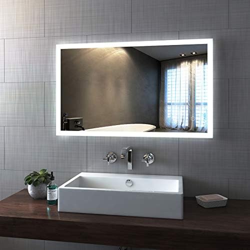 Duschdeluxe 1000 x 700 mm LED Illuminated Bathroom Mirror with Demister | Heated Backlit Bathroom Mirrors Light with Touch Sensor Switch + Demister Pad - Style 1