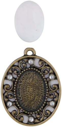 Blue Moon Design Studio Metal Pendants, 2/Pkg, Oval with Bubble, Oxidized Brass