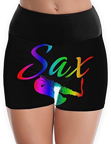 Rainbow SAX Music Women's Yoga Shorts Pants Running Shorts Slim Fit S