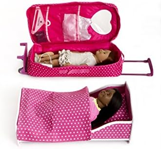 18 Inch Doll Travel Bag With Bed and Bedding, Your doll will be all set for holidays or sleepovers.