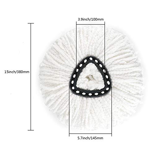 Microfiber Mop Head Refill for Spin EasyWring Mop Replacement Head, White (3 Pack)