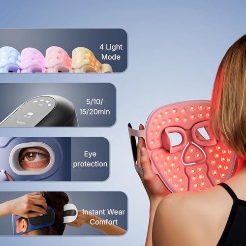 Hello Face Mascarilla LED Facial, Luz roja facial + infrarroja, 280 chips, batería integrada, Terapia de luz LED doméstica