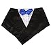 NACOCO Wedding Tuxedo Large Dog Bandana Scarf Adjustable Cat Collar Neckerchief Pet Dress-up Clothes Dog Costumes for Wedding Party or Halloween (Blue)
