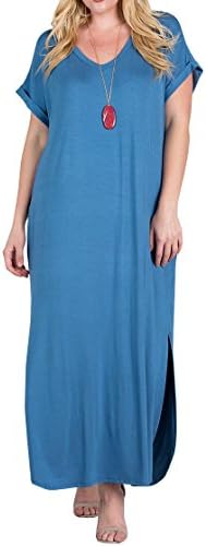 Rotita Womens Plus Size Short Sleeve V Neck Dress Casual Pregnant Loose Maxi Dresses