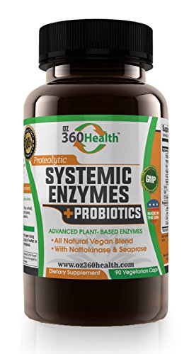 Best Proteolytic Systemic Enzymes with Probiotics by Oz360 Health - 100% All Natural Gluten Free Vegan Enzyme Formula! With Potent Nattokinase and Seaprose S - 90 VCaps Best Proteolytic Systemic Enzymes with Probiotics by Oz360 Health - 100% All Natural Gluten Free Vegan Enzyme Formula! With Potent Nattokinase and Seaprose S - 90 VCaps