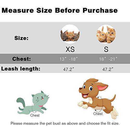Kamots Beauty Cat Harness Escape Proof Small Cat and Dog Harness and Leash Adjustable Cat Soft Mesh Vest with Reflective Strap for Walking Small Pet Puppy Kitten Rabbit(Blue xs)