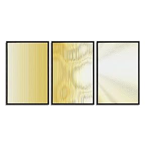 Framed for Living Room Bedroom Gold Geometric for x3 Panels