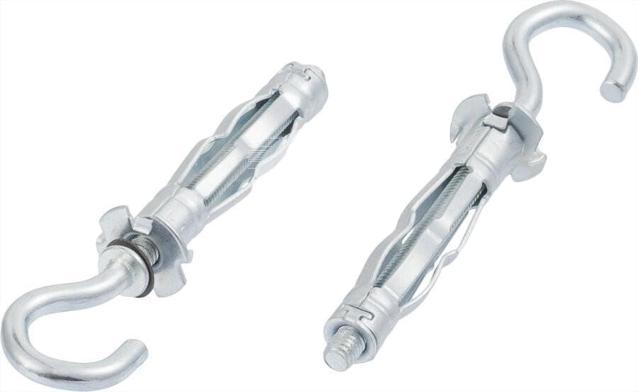 M5 x 50mm Open Hook Plasterboard Hollow Wall Cavity Wall Anchors Molly (Pack of 10) A10B