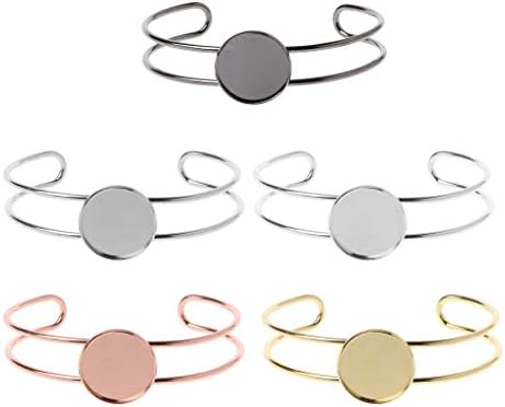 LDA GET Fresh Brass Bezel Tray Blank Cuff Bracelet with 20mm Round Cabochon Jewelry Making Dummy plate bracelet silver