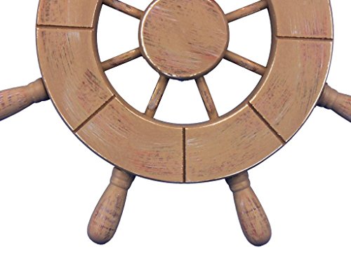 Rustic Wood Finish Decorative Ship Wheel 9" - Wooden Ships Wheel - Boat Steerin